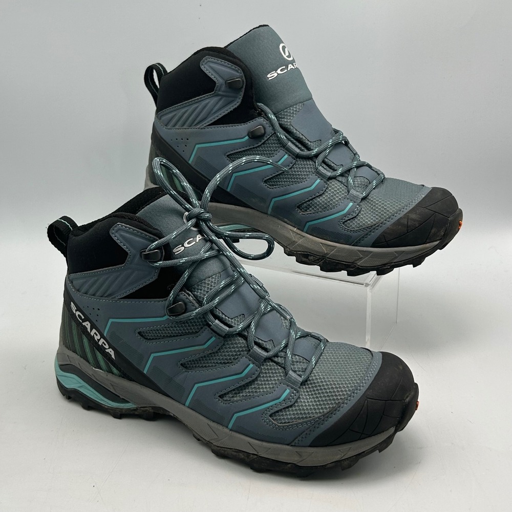 Scarpa Maverick Mid GTX Hiking Boots Womens 8 Blue Grey Waterproof Gorpcore
